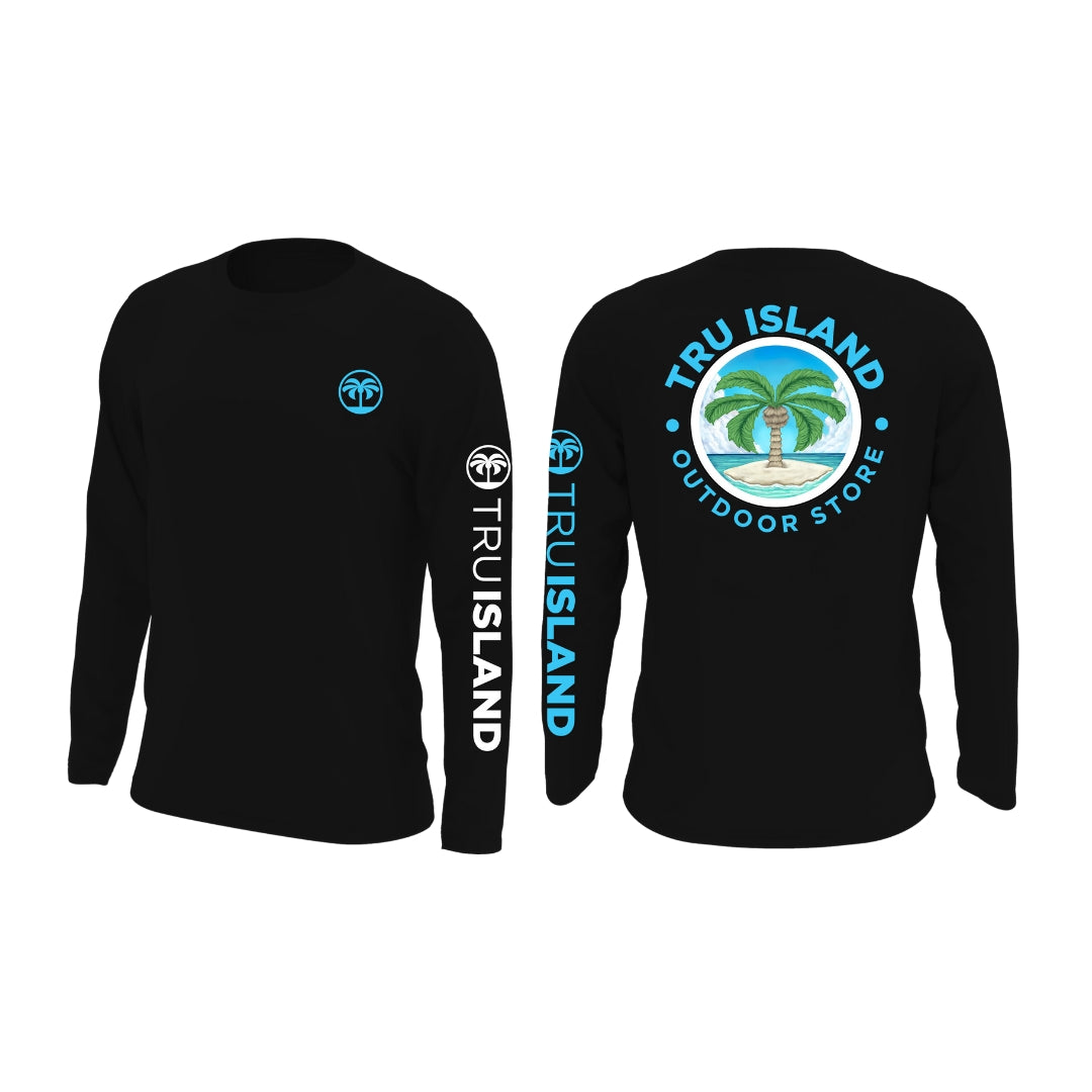 Tru Island Full Sleeve Shirt Black Palm Tree