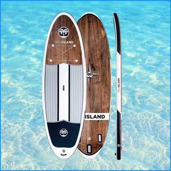 Inflatable Paddleboard 15ft Family Board Wood Grain Compass - TRU ISLAND