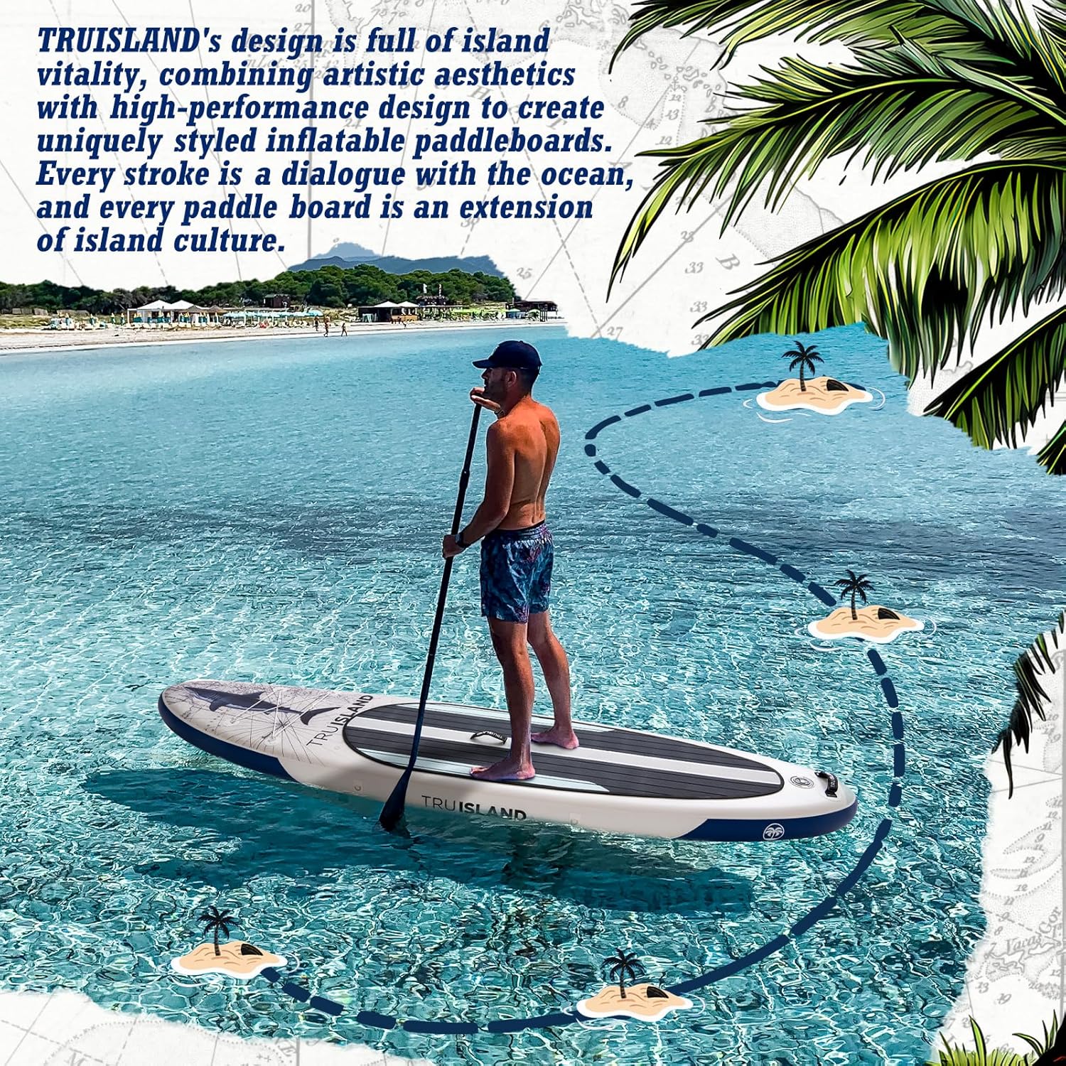 Tru Island Inflatable Paddleboard Set Great White Shark