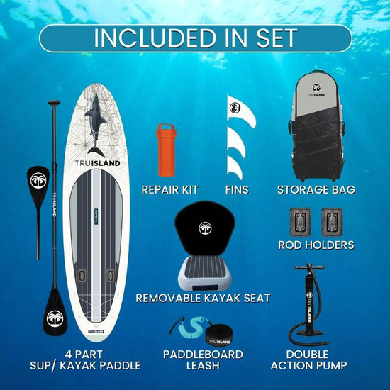 Inflatable Paddleboard Set 12ft 6in Great White Shark - TRU ISLAND