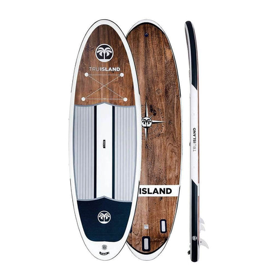 Inflatable Paddleboard 15ft Family Board Wood Grain Compass - TRU ISLAND