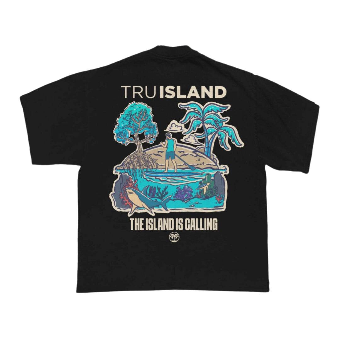 T-shirt Black THE ISLAND IS CALLING - TRU ISLAND