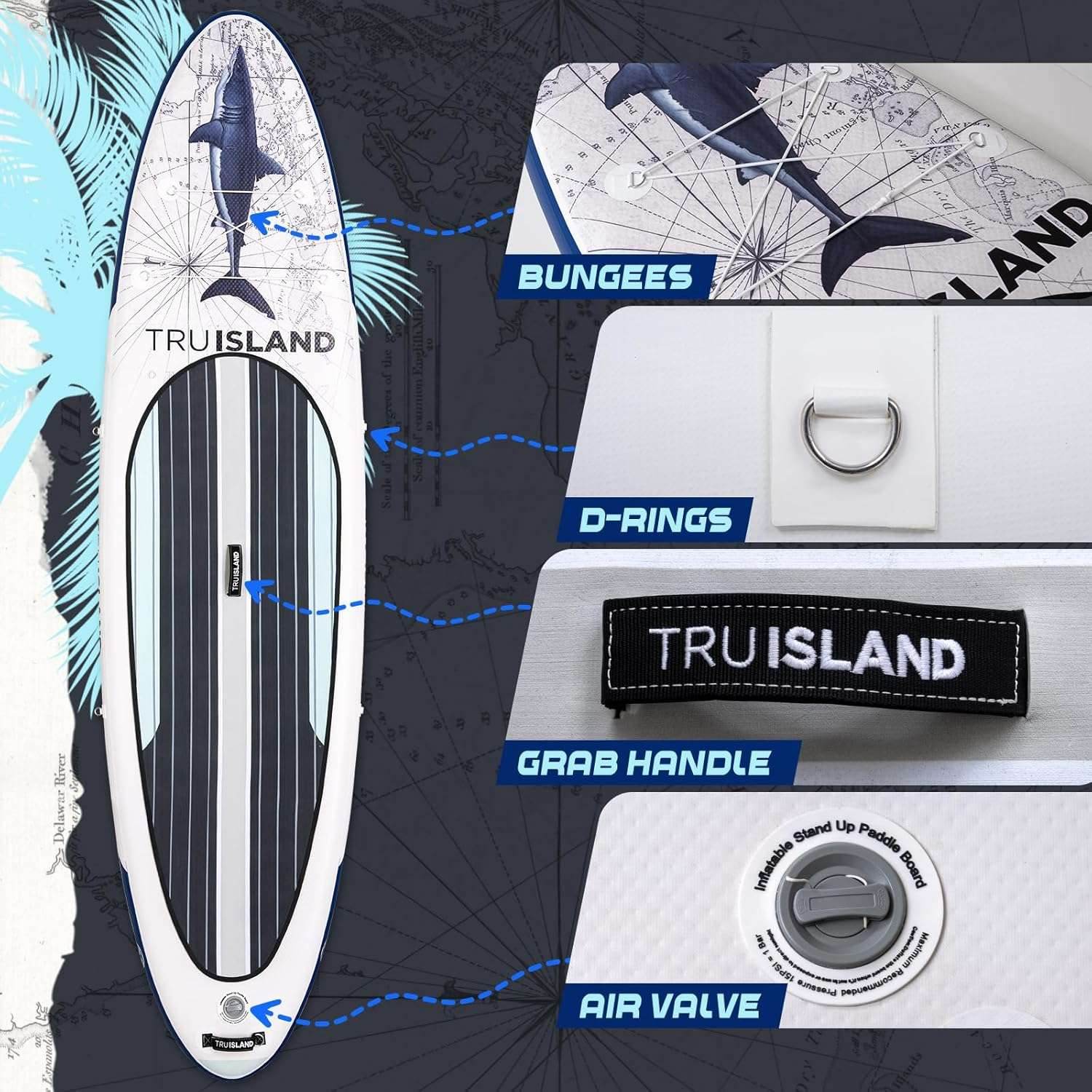 Inflatable Paddleboard Set 12ft 6in Great White Shark - TRU ISLAND