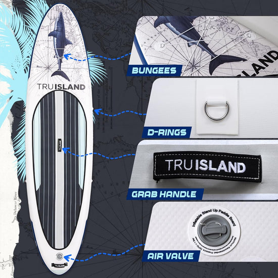 Tru Island Inflatable Paddleboard Set Great White Shark 